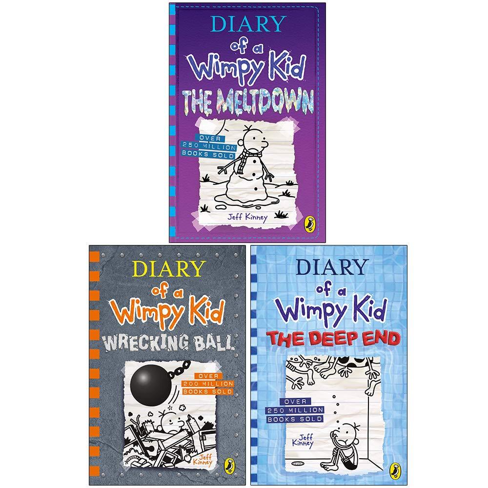 Diary of a Wimpy Kid 3 Books Set by Jeff Kinney (Meltdown, Wrecking & Deep End)