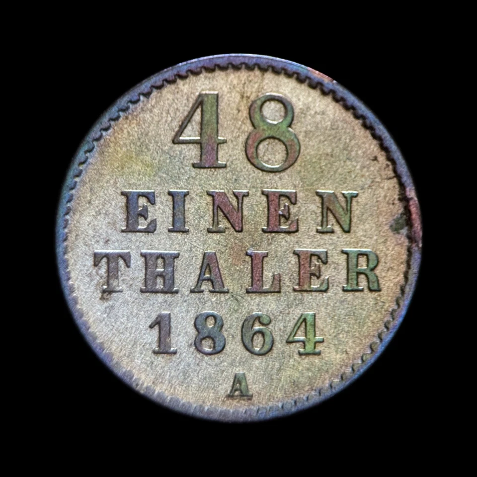 GERMANY. 1864, 1/48 Thaler, Silver - Mecklenburg-Strelitz, Frederick Wiliiam A - Image 3 of 3