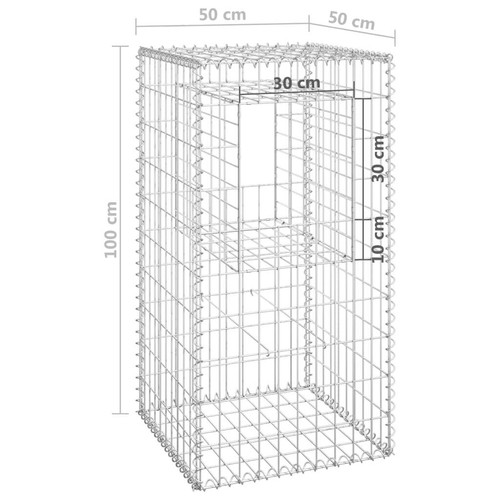 NNEVL Gabion Basket Posts 2 pcs 50x50x100 cm Iron - Picture 7 of 7