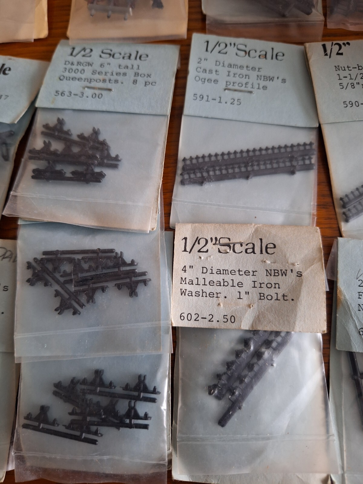 simpson grandt 1/2" g 1/24 scale model train detail parts for cars lot