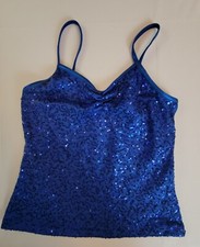 Weissman Balera Blue Sequin Camisole sz XLC Dance Wear Top 8307 Child 