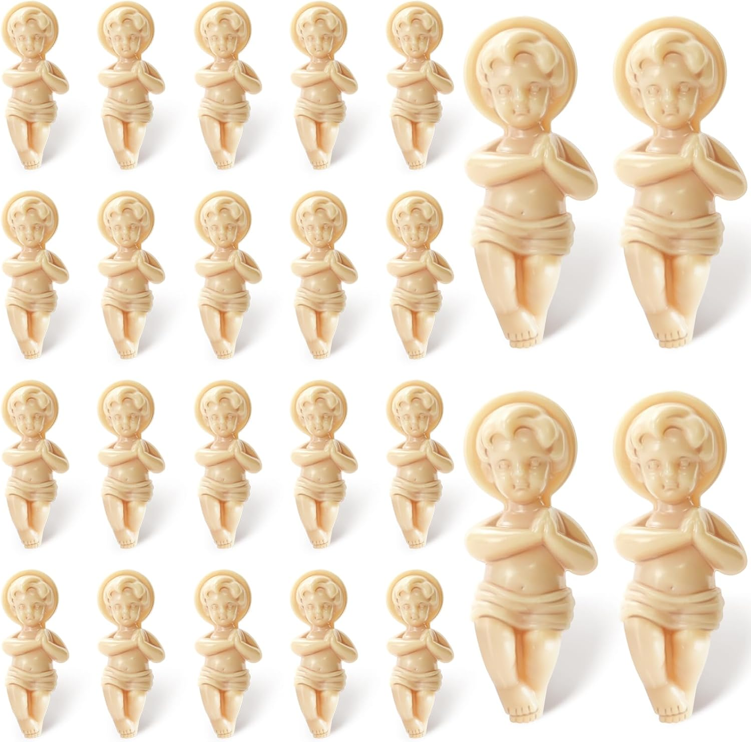 24 Pcs King Cake Baby Jesus Figure, 1.5'' King Cake Babies Plastic Jesus Doll wi