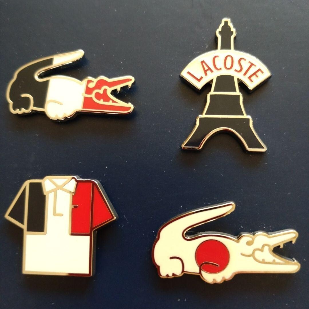 Lacoste x French Olympics pin badge set of 4 Eiffel Tower