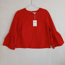 Free Assembly Women's 3/4 Length Bell Sleeve Top Size L Goji Berry Red NWT