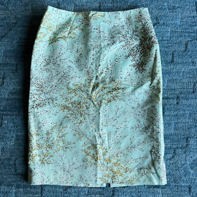 Valentino Roma Pencil Skirt Green Cherry Blossom Textured