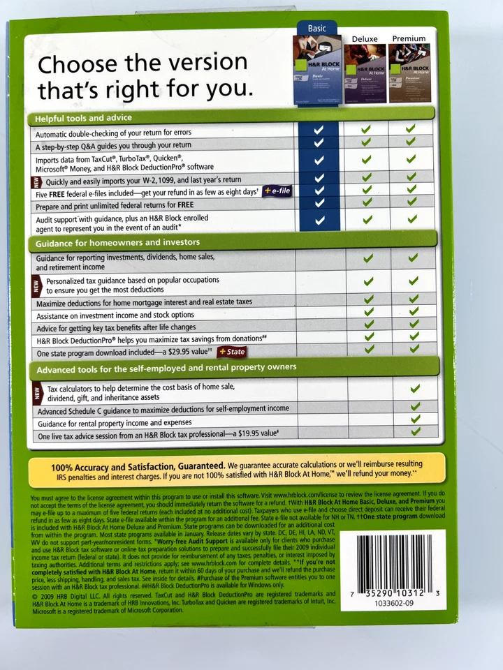 H&R Block At Home Basic 2009, для Windows/MAC Лот из 10 - Изображение 3 из 3