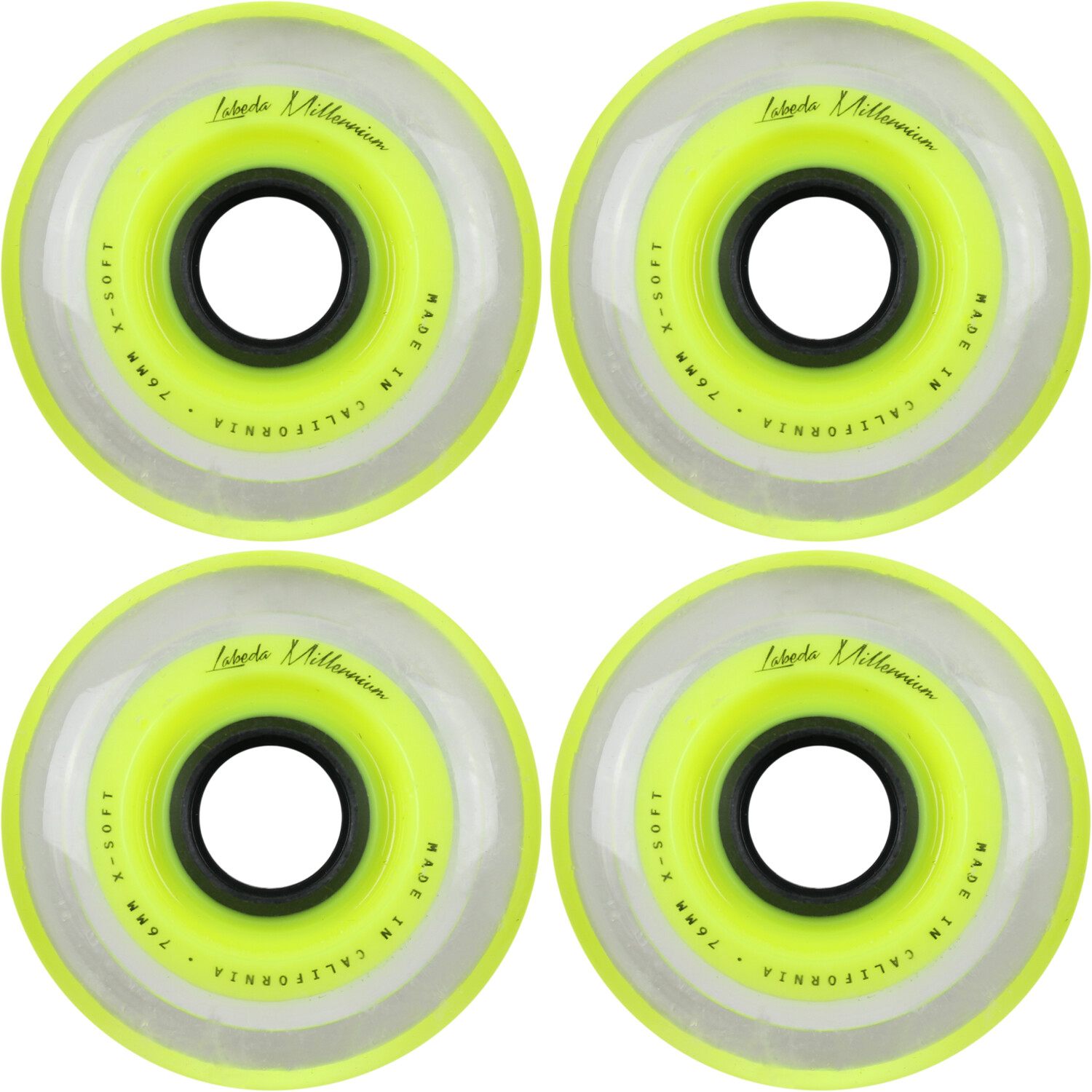 Labeda Millennium Gripper Yellow Roller Hockey Inline Wheels 76mm X-SOFT 4 Pack