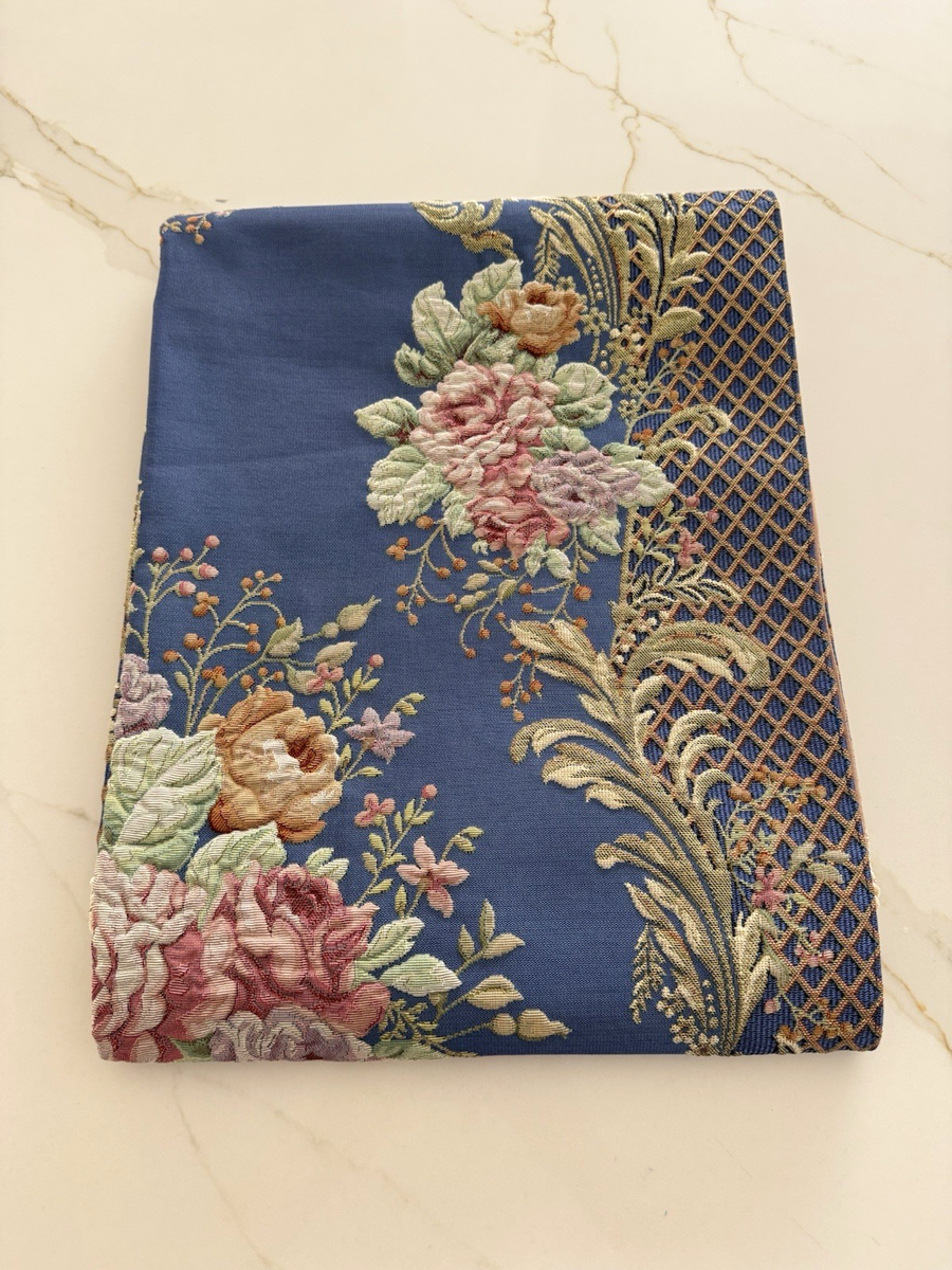 Elegant Blue Floral Janamaz 48×26 , Turkish Silk Viscose Prayer
