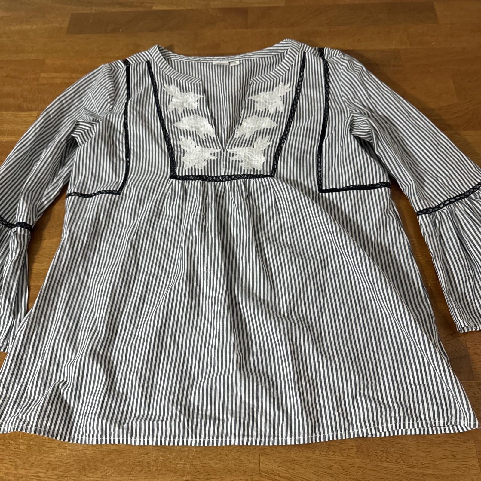 Gap Boho Hippie Peasant Embroidered Striped Tunic Top Adult Women’s Size XS