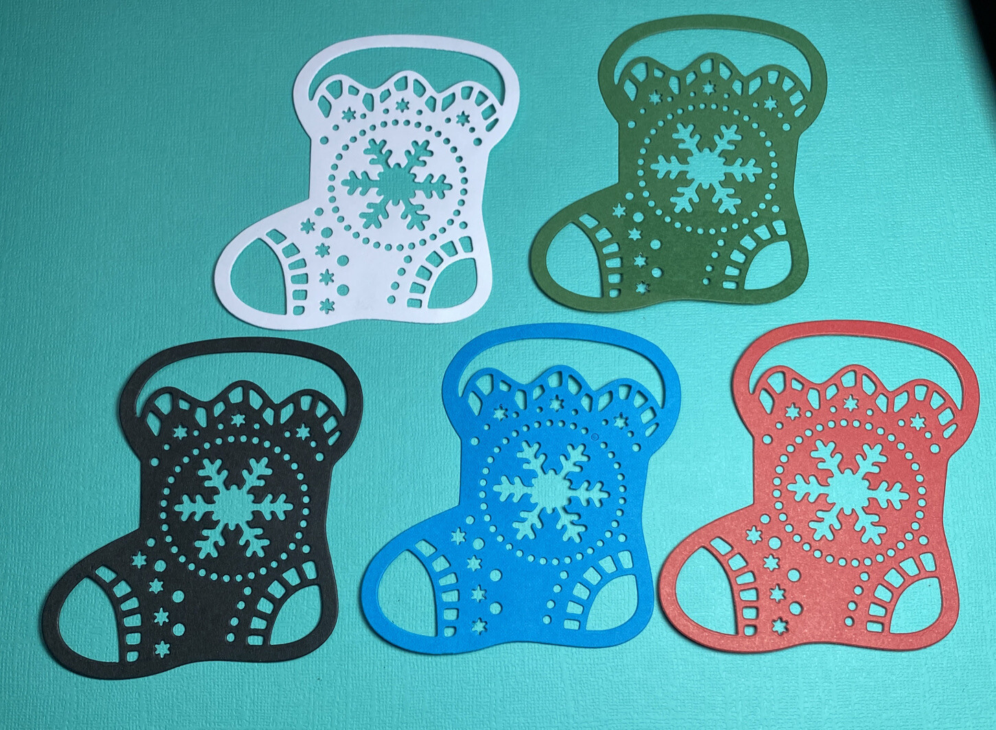 4 Christmas Stocking Die Cut Scrapbook Embellishment Card Choice of