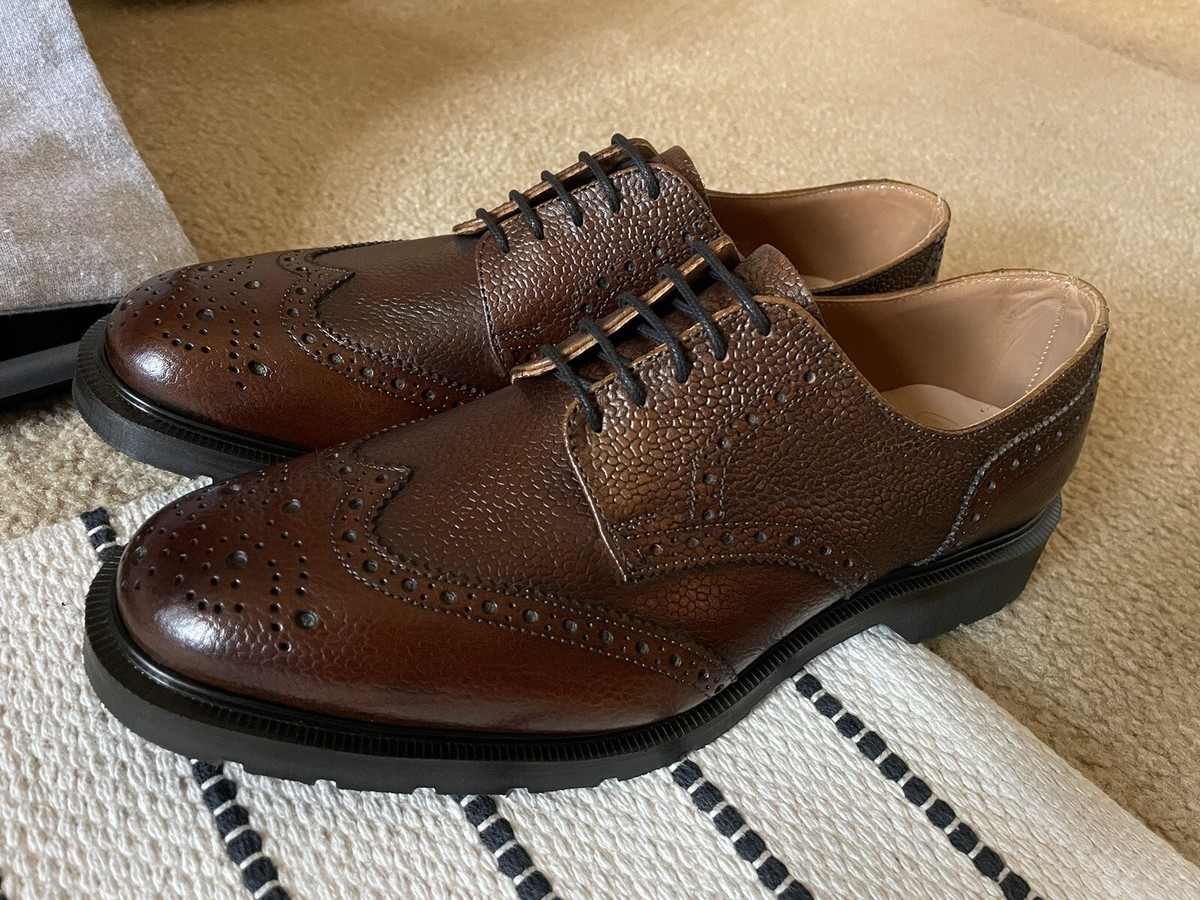SOLOVAIR Wingtip Brogue Brown Grain Size UK 7 US 8 MADE IN ENGLAND 