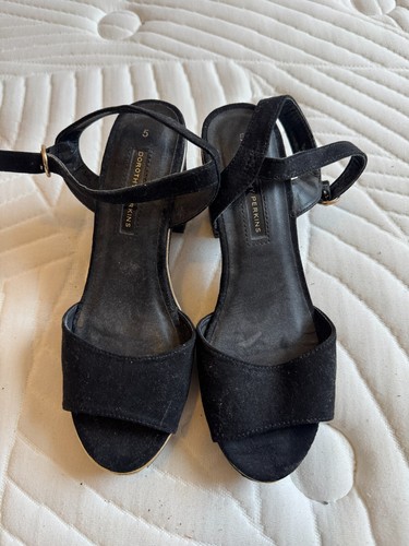 Dorothy Perkins Black Wedge Sandals Shoes Size 5