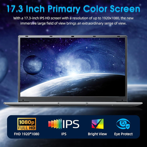 SGIN 17.3" Laptop Intel Duad-Core Up to 2.4 GHZ 4GB RAM 128GB SSD HD - Picture 2 of 11