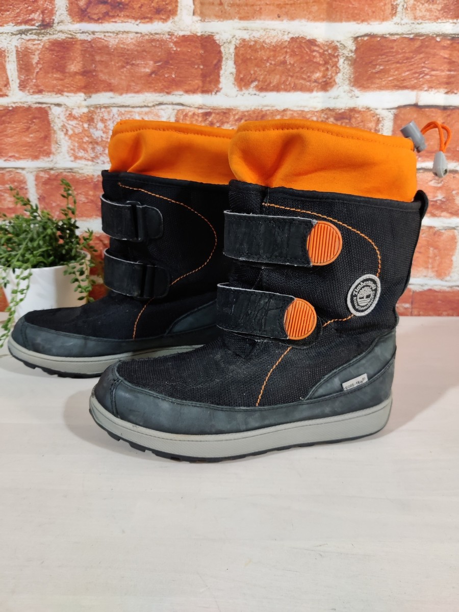 BOYS TIMBERLAND UK US 4M BLACK ORANGE GORE-TEX PADDED RUGGED