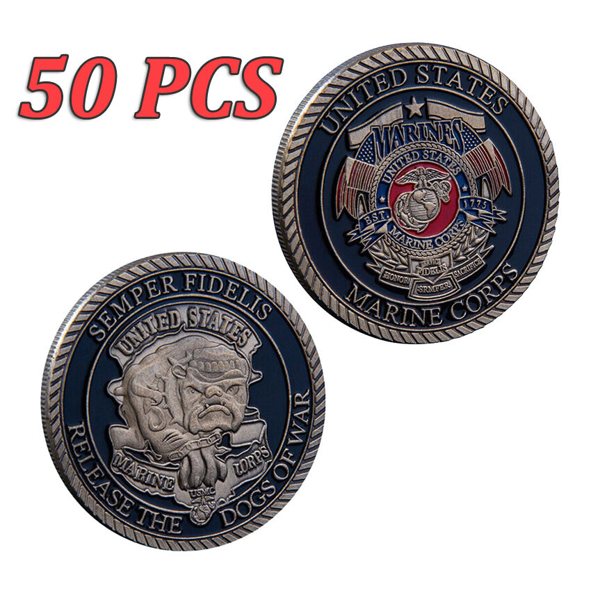 50PCS USA Marine Corps Craft Collectible Medal Challenge Coin Commemorative Coin