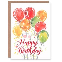 Einfacher Bunter Luftballons-Aquarell-Mann Geburtstagskarte