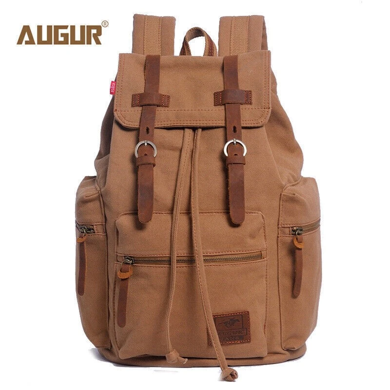 14inch Casual men vintage schoolbag travel Large capacity laptop canvas backpack - Bild 2 von 4