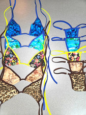 New lot of 5 A/B cup thong bikini sets with break away clip thongs