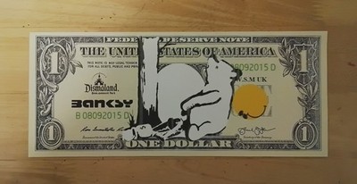 Dismal Currency Leinwand Note Kunstwerk Dismaland Banksy Glastonbury Peckham Rock 