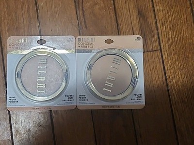 2 X MILANI Conceal + Perfect Shine Proof Powder Lightweight Flawless 04 NATURAL 