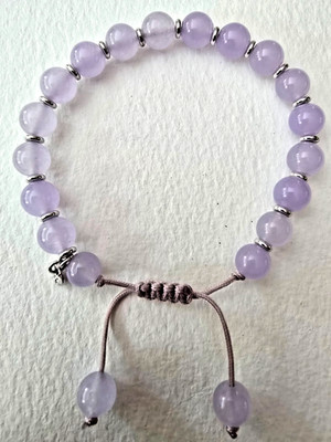 LOLA ROSE WUNDERSCHÖNES LILA QUARZ & SILBER PERLEN EDELSTEIN ARMBAND - NEU OHNE ETIKETT