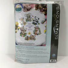 Dimensions Stamped Cross Stitch Baby Animals Quilt Kit 73064 Size 34in x 43in