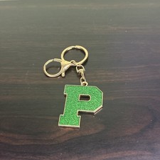 Keychain Metal green Wristlet, Letter P