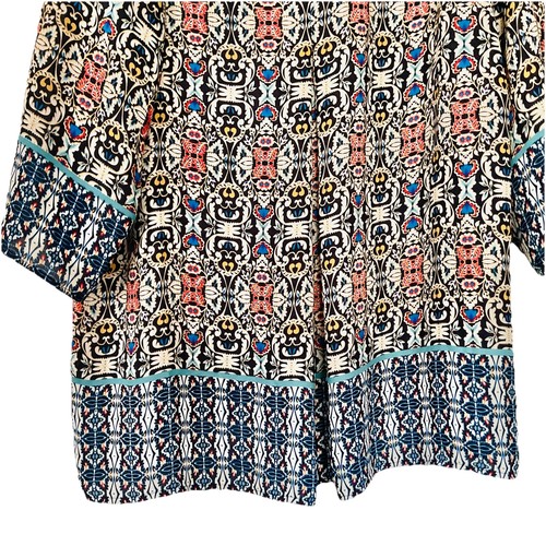 Rose & Olive Chiffon 3/4 Sleeve Pleated Front Flowy Tunic Top Blouse Sz 1X Boho - Picture 3 of 8