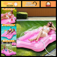 Inflatable Tanning Pool Lounger Float with Spray Cooling - 5 in 1 Raft for Sunba
