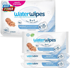 Sensitive Newborn  Baby Wipes, 3-In-1 Cleans, Cares, Protects, 99.9 Water, Un