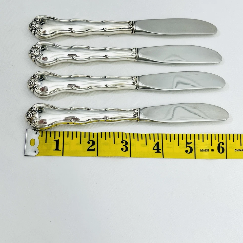 "Cuchillos de mantequilla Gorham con mango de plata esterlina (4) Rondo 6"" sin monograma" Foto 4 de 4