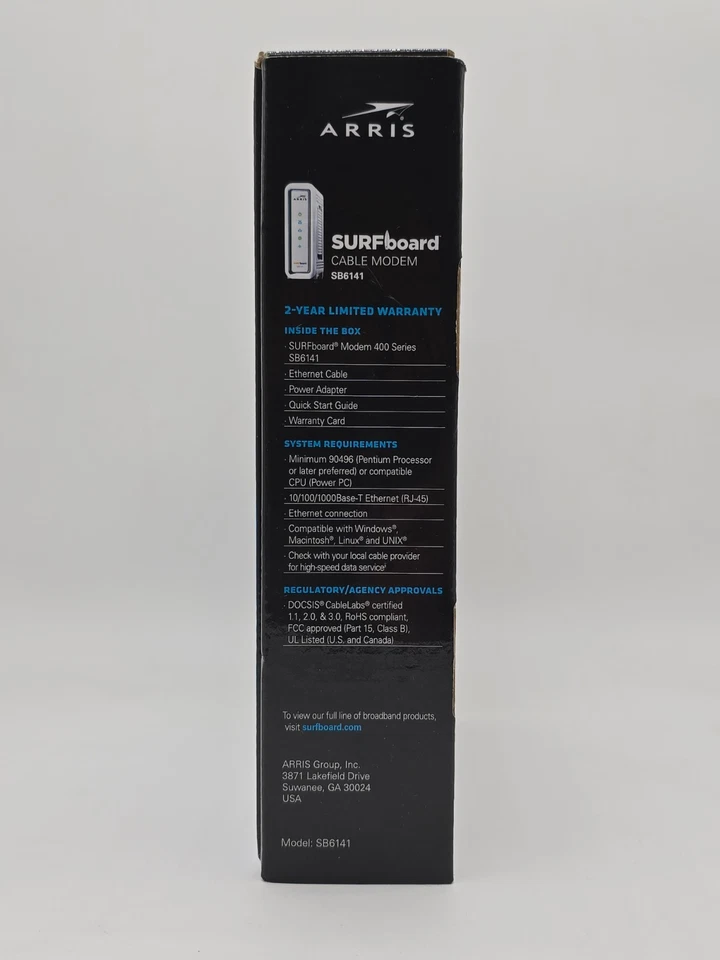 Arris Surfboard Cable Modem DOCSIS 3.0 Certified - SB6141 - White - Image 3 of 4