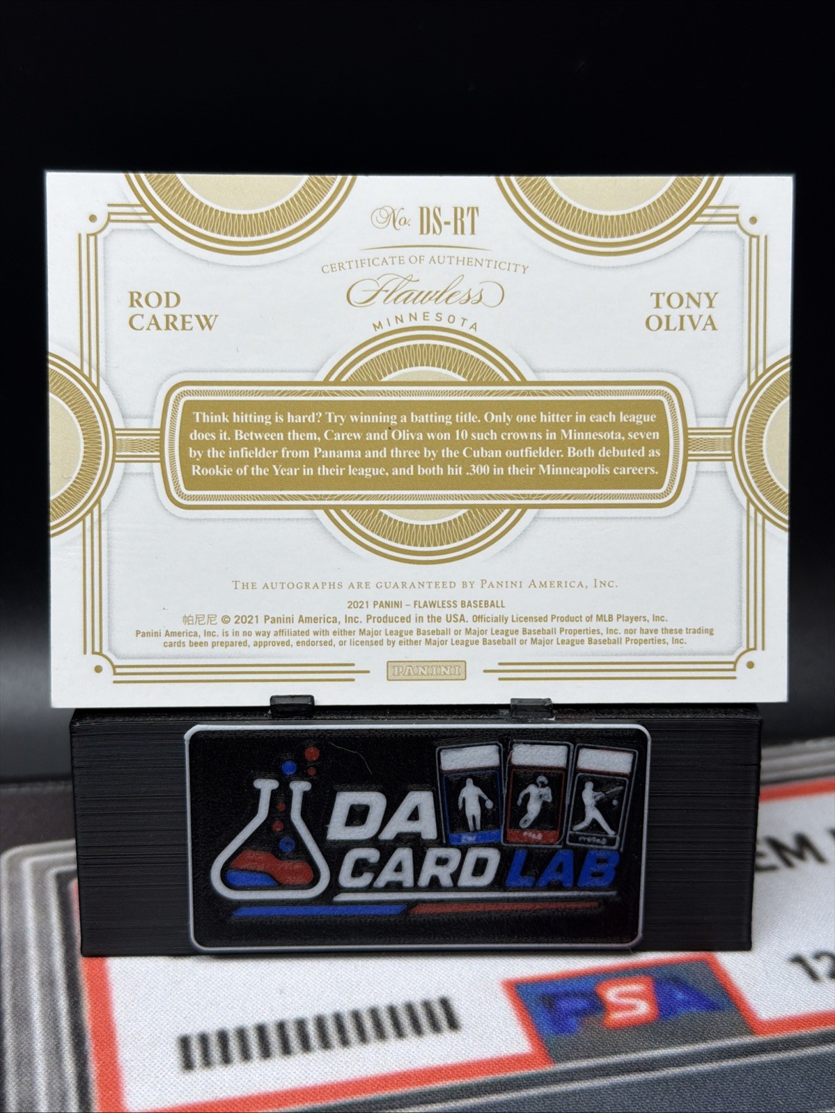 2021 Panini Flawless 1/1 Dual Signatures Rod Carew, Tony Oliva #DS-RT Platinum view 3