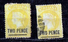 St Helena 1884-94 2x SG#39 Yellow,  Used & MH OG