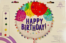 Happy Birthday Party Balloon PomPom Anagram Jumbo 32 Adult Kids Celebration NEW