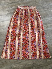 Vintage Long Floral Skirt Boho Maxi 70s Bright Flower Power Retro Handmade