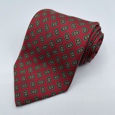 Burberry Vintage Men  s Red Geometric 100 Silk Made In USA Neck Tie