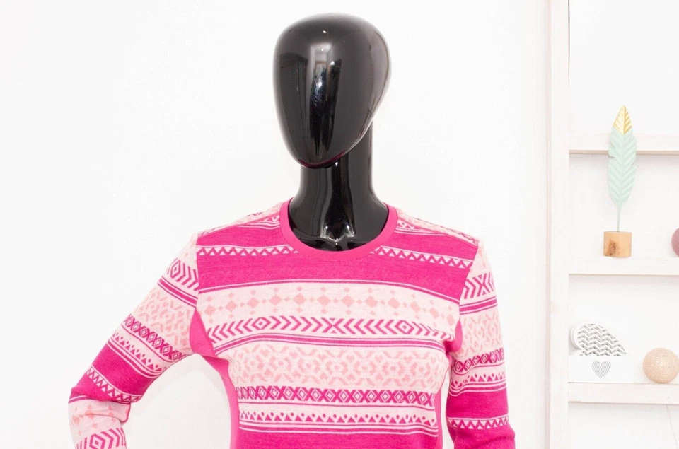 Top térmico Helly Hansen Merino capa base rosa Fair Isle 100 % lana S Foto 2 de 4
