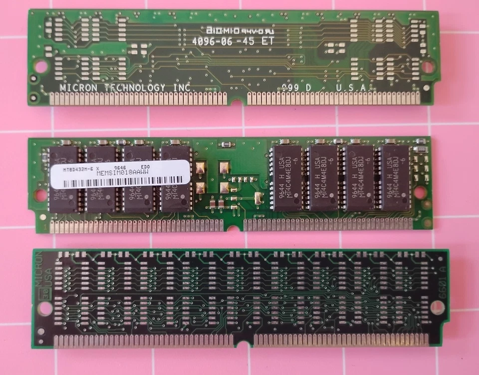 48MB 3x16MB EDO 60ns MICRON MT8D432M-6X MEMSIM018AAWW 72-pin Sim Ram Kit DRAM Foto 4 de 4