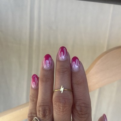 Gold Tone Metal Band Ring Lightning Bolt Shape Lightning Theme