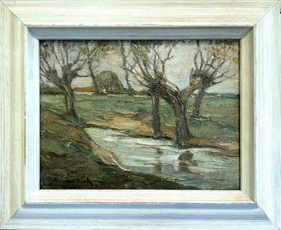 ALBERT VAN DYCK (1902-1951)   Kopfweiden am Bach  signiertes Ölgemälde