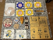 Vintage - Lot of Piels Beer- Coaster, Patches, Stickers, Advertising-NY Brooklyn
