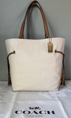 COACH Andy Tote Bag Horse & Carriage Chalk/ Ivory Pebble Leather/ Gold CA165