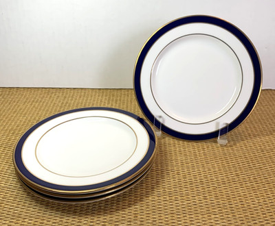 Lenox Bone China FEDERAL COBALT Bread & Butter Plates Gold Trim 6-1/4'' Set 4