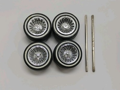 Jada Toys 1:24 Lowrider Chrome Dayton Wire Replacement Car Wheels Tires Axles 
