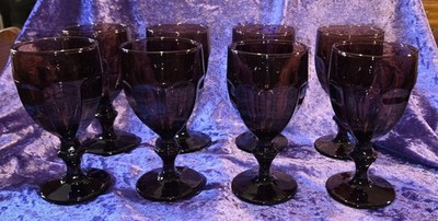 Libby Duratuff Gibraltar Amethyst Goblet Set of 8 Drinking Glasses