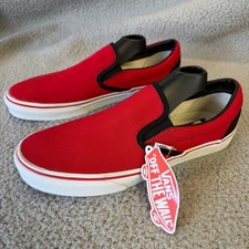 Vans Slip On Mens 10 Red Customs Barry Personalized Canvas Skate Shoes New