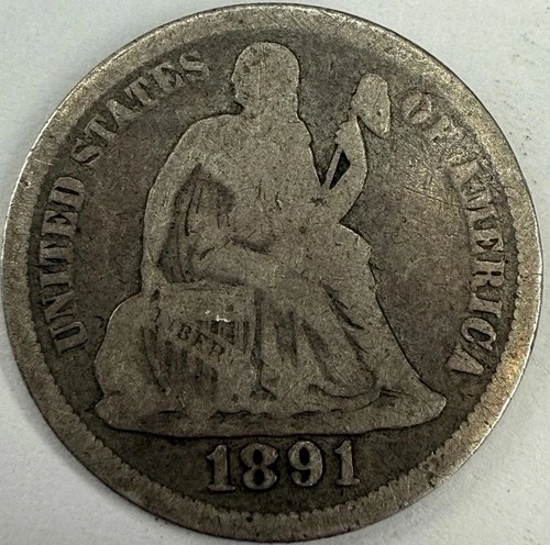 1891 Seated Liberty Dime Exact Coin Imaged #SL300