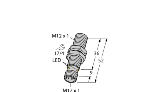 1634812 Turck Inductive Proximity Sensor; Proximity; Inductive; 12mm; 3 Wire;