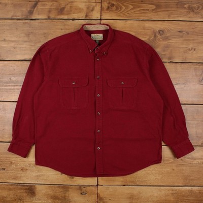 Vintage Cabela's Chamois Button Shirt XL Herren 90s Baumwolle Outdoor Workwear Rot